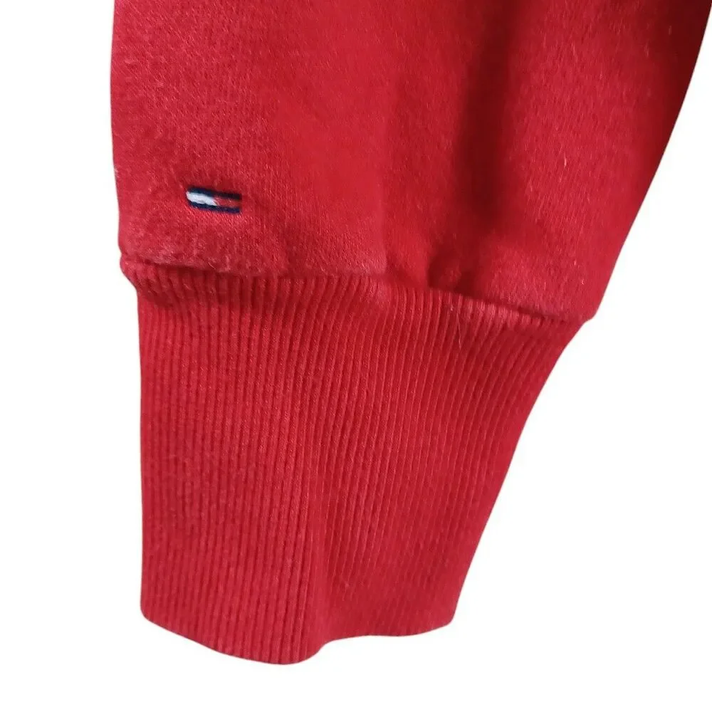 90s Vtg Tommy Hilfiger S Red Americana Short Crewneck Spellout Sweatshirt Jumper - Picture 5 of 9